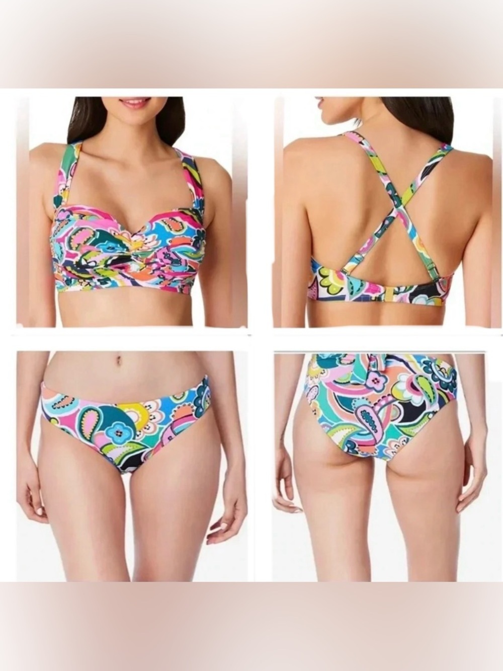 BLEU ROD BEATTIE Go For Bold Ruched Back Bottom and Bikini Top